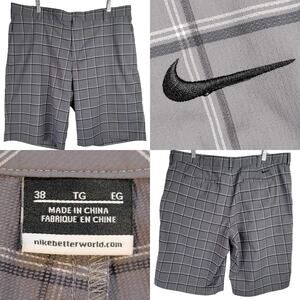 Nike Shorts Golf Size 38 Gray Plaid Tour Performance Fit Flex Casual